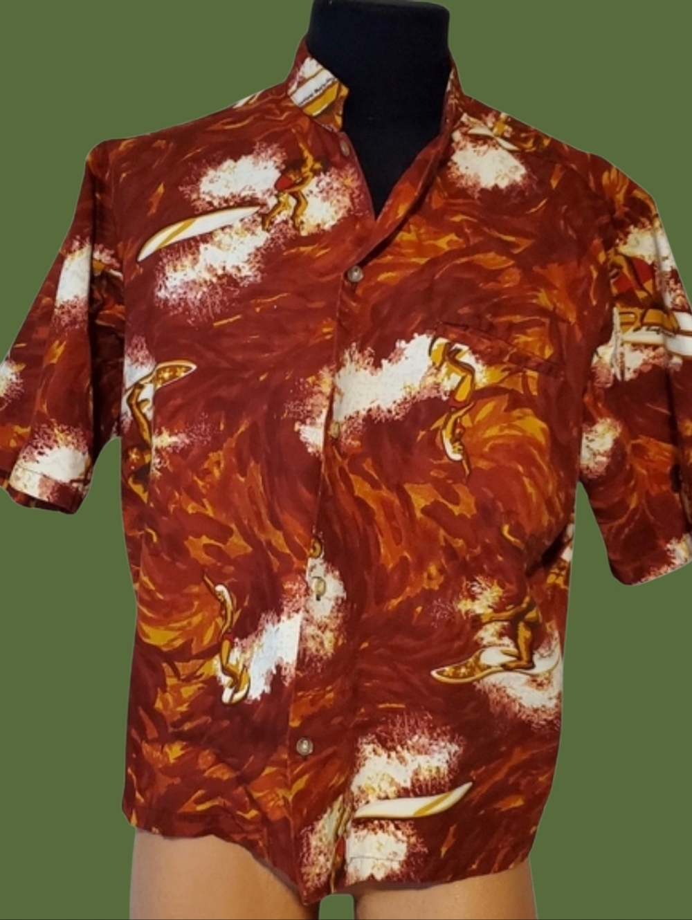 Mens Vintage 60s Surf Line Hawaiian shirt Large